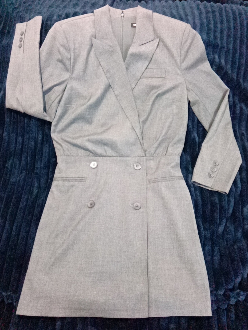 Express Grey Double-Breasted Blazer Dress